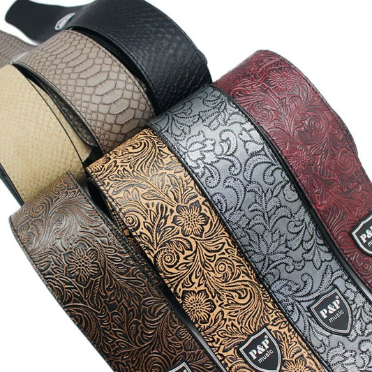 Premium Leather Guitar Strap - 2.5 Inch Wide Adjustable Soft Belt for Classical and Bass - Essential Music Hobby Accessory