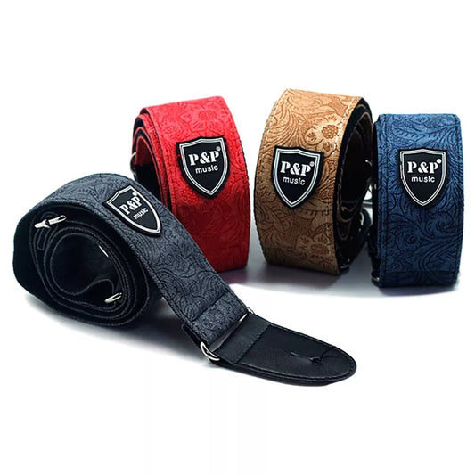 Universal Vintage Denim Guitar Strap - Adjustable Cotton Belt for Acoustic, Electric, and Bass Guitars - Comfortable & Stylish Instrument Accessory