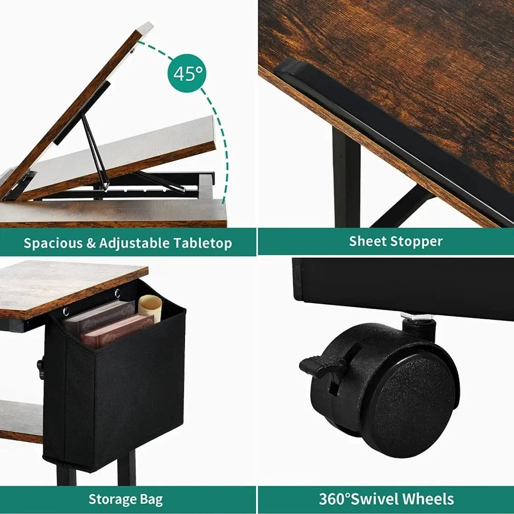 Portable Laptop Table with Charging Station: Your Mobile Workstation Companion!